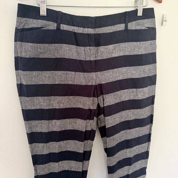 NWT GAP Slim Crop Pants Rugby Stripe Linen Cotton Blend Lightweight Trousers 6 - Picture 9 of 10